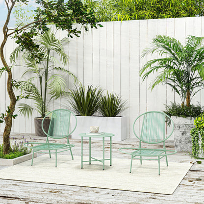 Outsunny Bistro-Set 3-teilig aus Polyrattan Wetterfest Gartenmöbel Set mit Bistrotisch Muschelförmige Gartenstühlen Grün