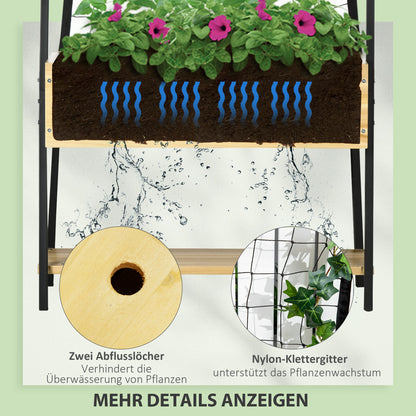 Outsunny Hochbeet im Industrie-Design, mit 1 Regal, Innenverkleidung aus Vlies, wetterbeständig, 80 cm x 30 cm x 125 cm
