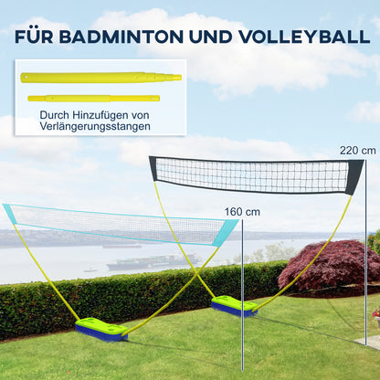 SPORTNOW Badminton-Netz-Set Volleyball-Netz-Set, 3-teiliges Set, 400 cm x 22,4 cm x 155 cm, Schwarz + Blau + Grün