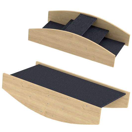 PawHut Agility Hundeschaukel, 2-in-1 Wippe und Treppe, rutschfest, Tanneholz, 80 x 39,5 cm
