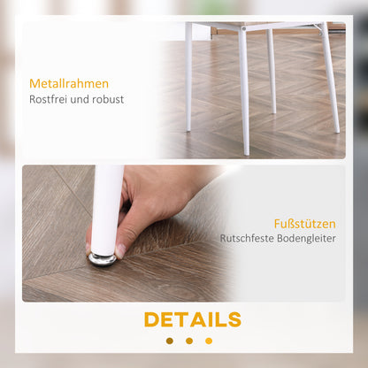 HOMCOM مجموعة مكونة من 3 قطع مكونة من 2 حجرة Esszimmergruppe mit Metallgestell Sitzgruppe für Esszimmer, Küche Nautr+Weiß