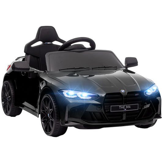 AIYAPLAY Elektro Kinderauto BMW M4, Sound & Licht, 3-5 km/h, inkl. Fernsteuerung, für 3-5 Jahre, Schwarz