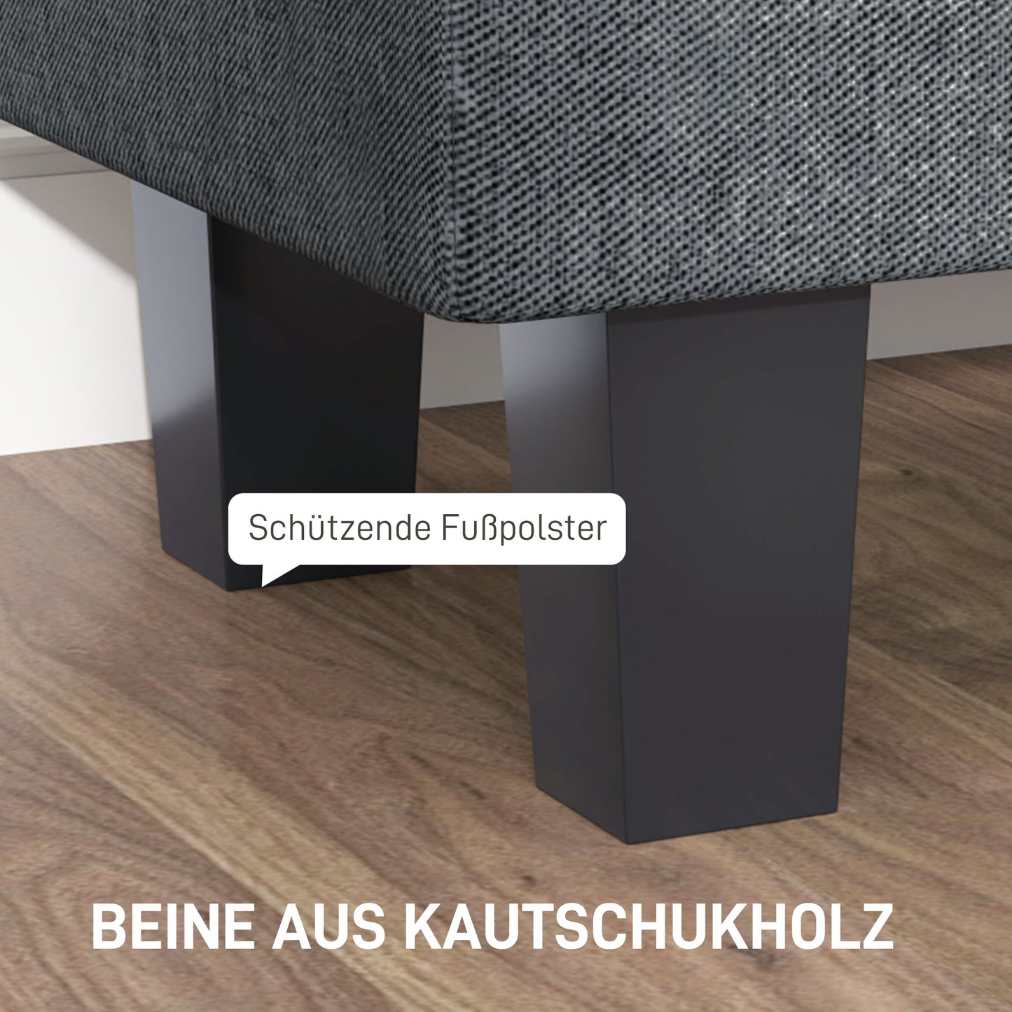 HOMCOM Stauraum-Polsterbank in Leinenoptik, mit Kautschukholzbeinen, für Wohnzimmer, Schlafzimmer, Flur, Dunkelgrau
