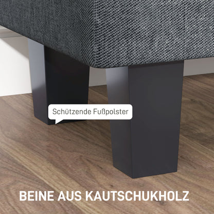 HOMCOM Stauraum-Polsterbank in Leinenoptik, mit Kautschukholzbeinen, für Wohnzimmer, Schlafzimmer, Flur, Dunkelgrau
