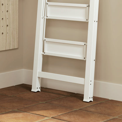 HOMCOM 3-stufige Trittleiter, Aluminum faltbar, rutschfeste Plattform, Weiß