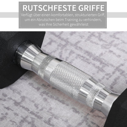 HOMCOM Hexagon Hanteln, 2er Set Hanteln mit gerändeltem Griff, Kurzhantelset aus Gusseisen, 2 x 4 kg, Kurzhanteln für Männer Frauen, Zuhause, Fitnessstudio, Krafttraining
