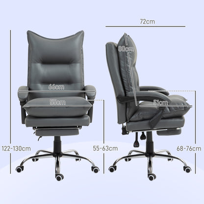 Vinsetto Ergonomischer Bürostuhl, verstellbare Sitzhöhe, neigbare Rückenlehne, Kunstleder, Dunkelgrau