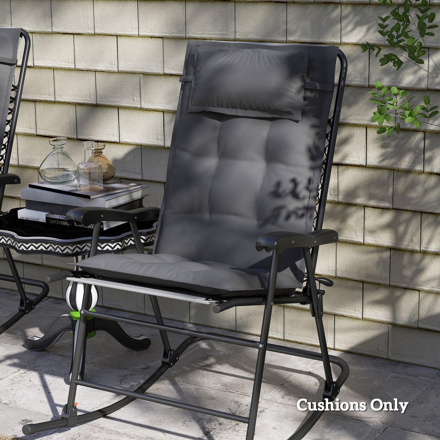 Outsunny 2er Set Auflage für Sonnenliege Wasserabweisend Liegenauflage für Gartenliege Polsterauflage 50x116x5 سم، Dunkelgrau