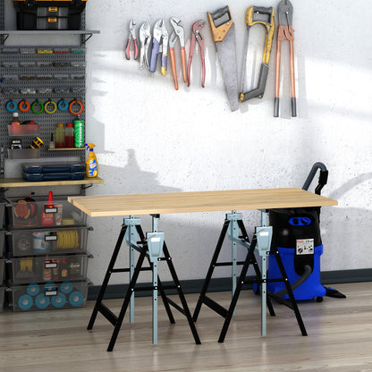 HOMCOM 2 x Gerüstbock Unterstellbock Klappbock höhenverstellbar bis 200kg Stahl Schwarz 68 x 58 x 80-130 cm