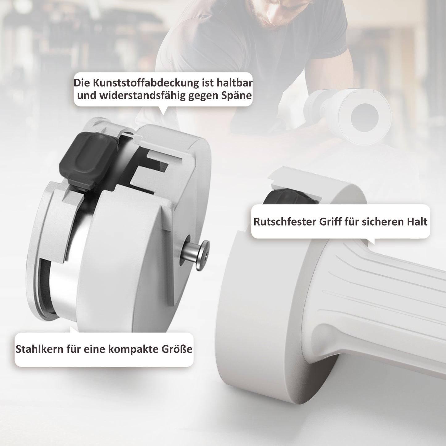 SPORTNOW 2 x 2,5 kg Kurzhanteln mit anpassbarem Gewicht, Kunststoffgehäuse, Weiß