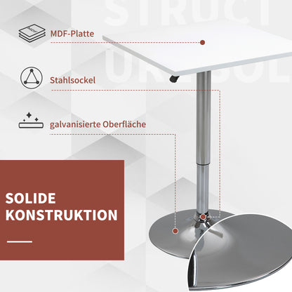 HOMCOM Höhenverstellbarer Bartisch, 360° drehbar, kratzfeste Füße, stabile Metallbasis, Weiß