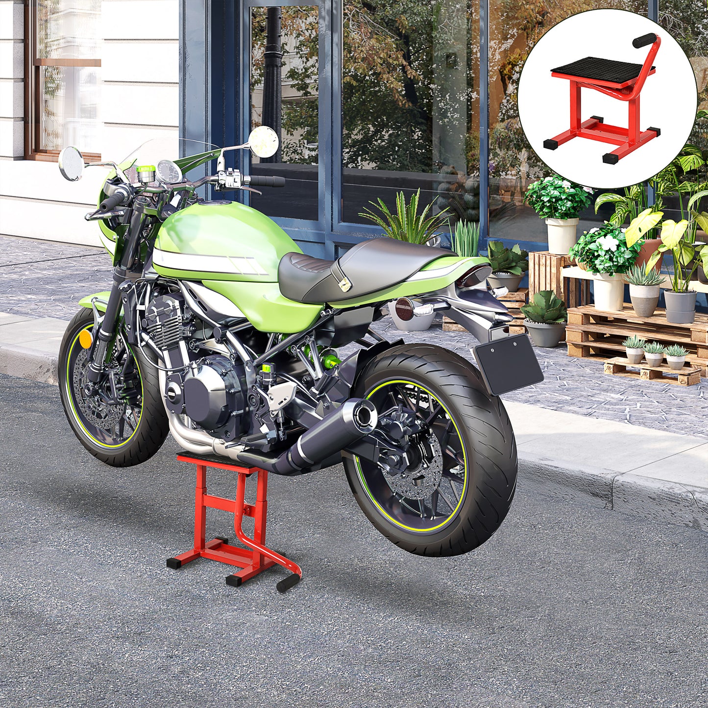 DURHAND Motorradheber 150 kg Belastbar Motorradhebebühne 275/395 mm Höhenverstellbar in Garage & Außenbereichen