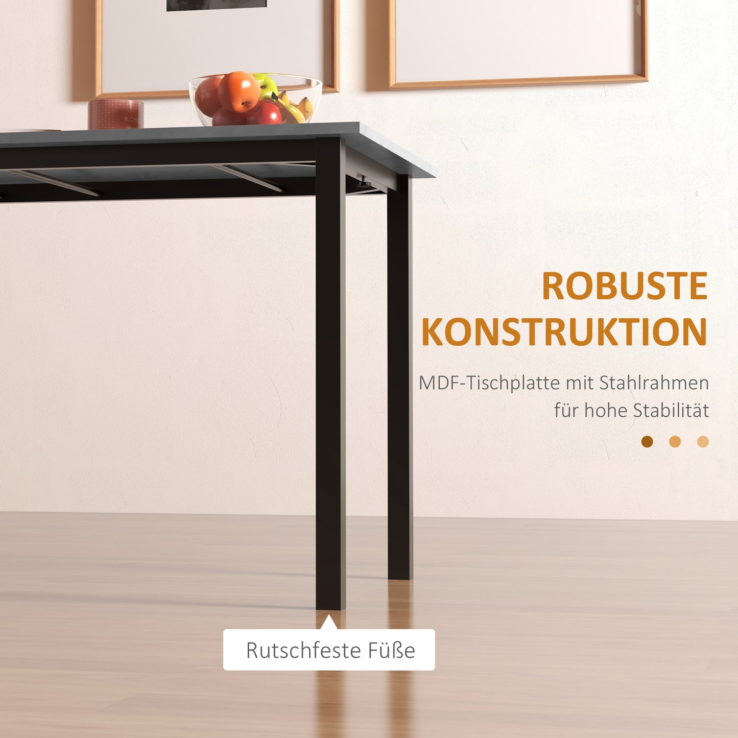HOMCOM Esszimmertisch, Küchentisch, erweiterbar, für 6 Personen, 160x70, Dunkelgrau