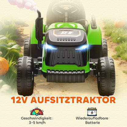 AIYAPLAY Elektrischer Kindertraktor, Aufsitz-Traktor mit Fernbedienung, Soft-Start, für Kinder im Alter von 3-8 Jahren, Grün