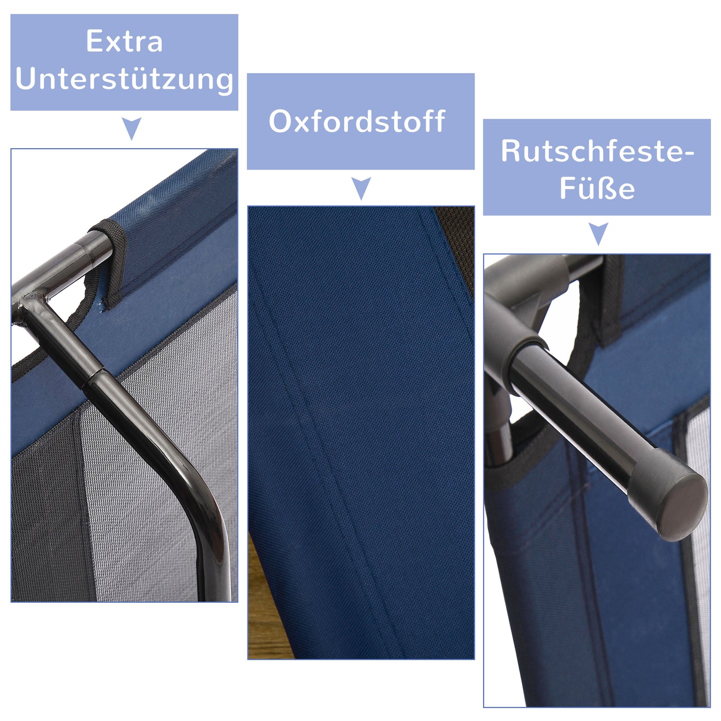 PawHut Hundebett Hundeliege Outdoor Katzenbett Haustierbett Schlafplatz Metall 600D Oxford-Gewebe Blau 91,5 x 76,2 x 18 cm