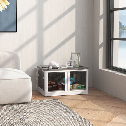 HOMCOM Aufbewahrungsbox Aufbewahrungskorb. شريط فالتبار، مع Staubschutz، 60 سم × 42 سم × 34 سم، Weiß + Grau
