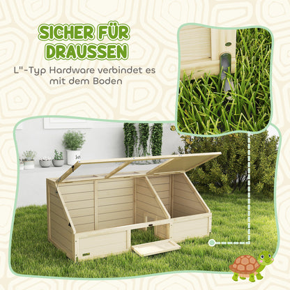 PawHut Schildkrötenbox, Outdoor Schildkrötengehege, bodenloses Design, leicht zu öffnen, Schildkrötenhaus, Natur