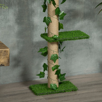 PawHut Kratzbaum höhenverstellbar 202-242 cm, rutschfest, Juteseil-Pfosten, Spanplatte, Grün/Gelb