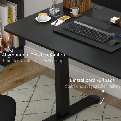 Vinsetto Stehpult höhenverstellbarer Computertisch Schreibtisch, 140 cm x 70 cm x 116 cm, Schwarz
