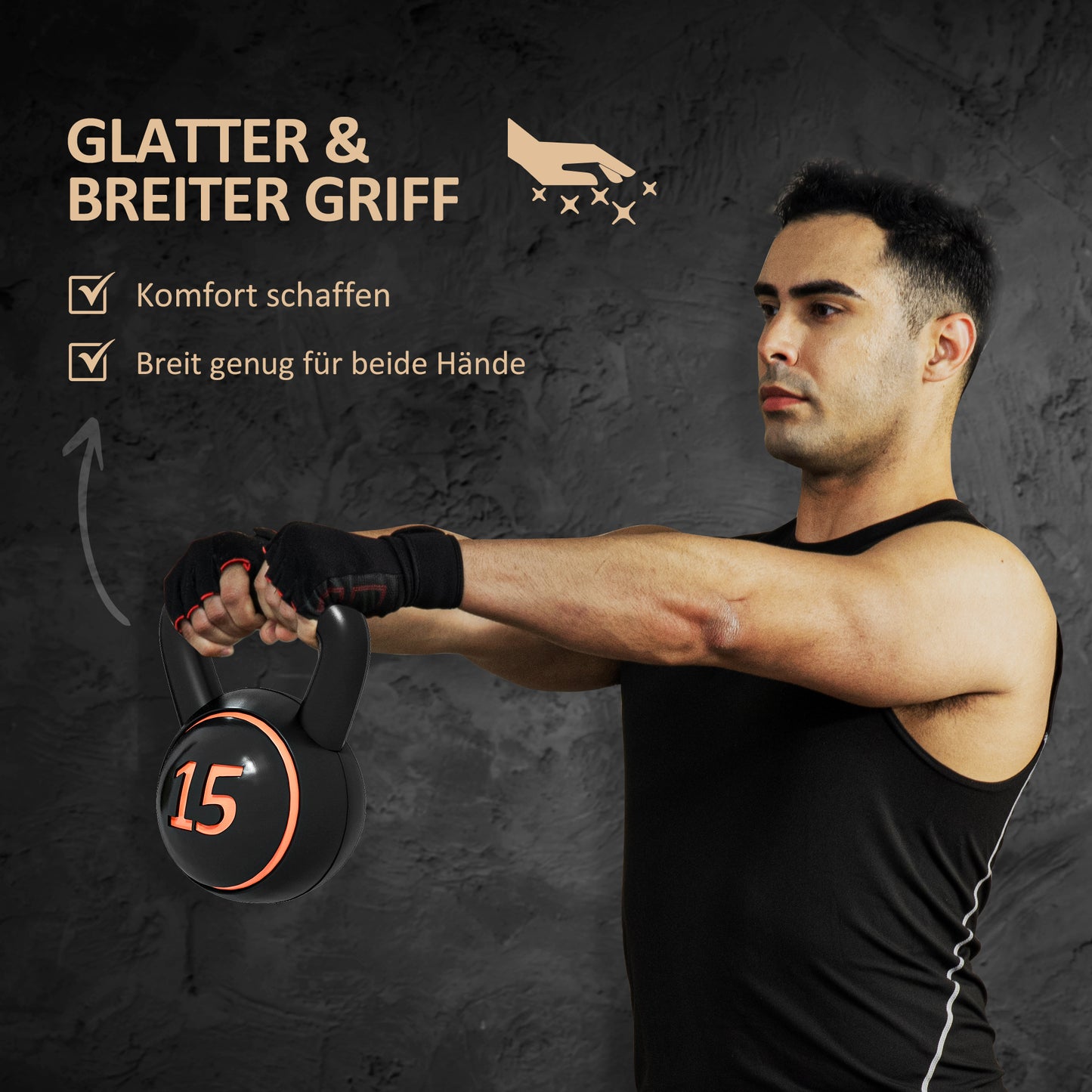 مجموعة SPORTNOW Kettlebell، 3 Kugelhanteln 2,2 كجم/4,5 كجم/6,8 كجم، Kunststoffhülle، Schwarz