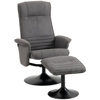 HOMCOM Relaxsessel mit Fußhocker, verstellbare Rückenlehne, 69 cm x 71 cm x 104 cm, Dunkelgrau + Schwarz