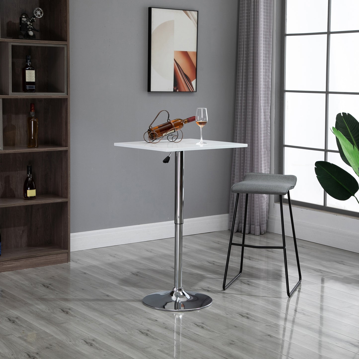 HOMCOM Höhenverstellbarer Bartisch, 360° drehbar, kratzfeste Füße, stabile Metallbasis, Weiß