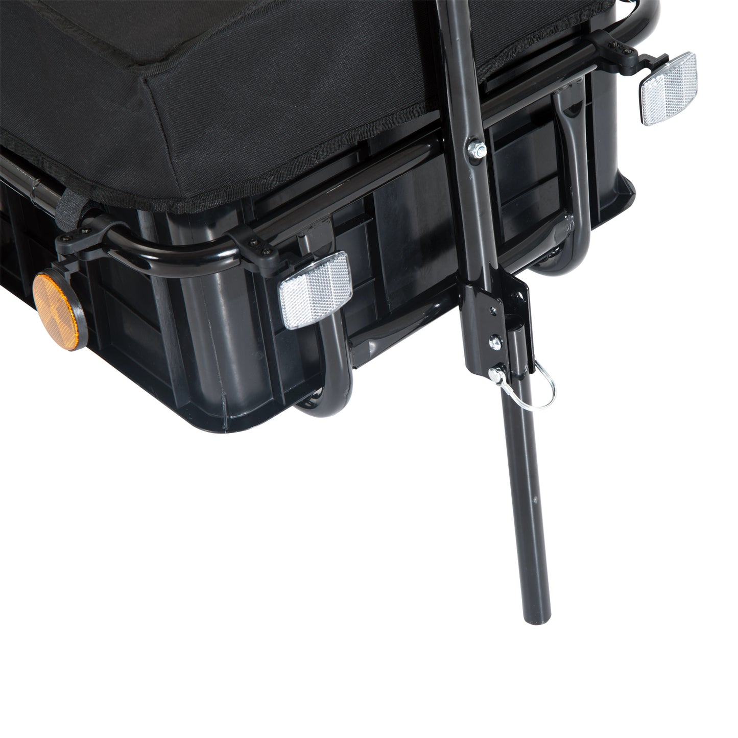 HOMCOM Lastenanhänger, Fahrradanhänger, abnehmbarer Korb, Universalkupplung, bis 40 kg, Stahl, schwarz, 144 x 59 x 80cm