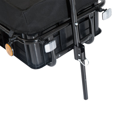 HOMCOM Lastenanhänger, Fahrradanhänger, abnehmbarer Korb, Universalkupplung, bis 40 kg, Stahl, schwarz, 144 x 59 x 80cm