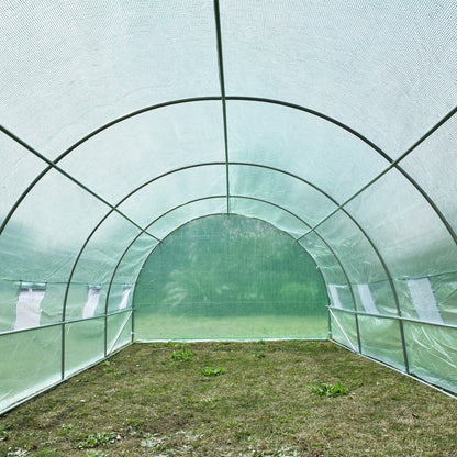 Outsunny Foliengewächshaus Tomatengewächshaus Treibhaus Folientunnel Frühbeet mit Fenster Grün 595 x 300 x 200 cm