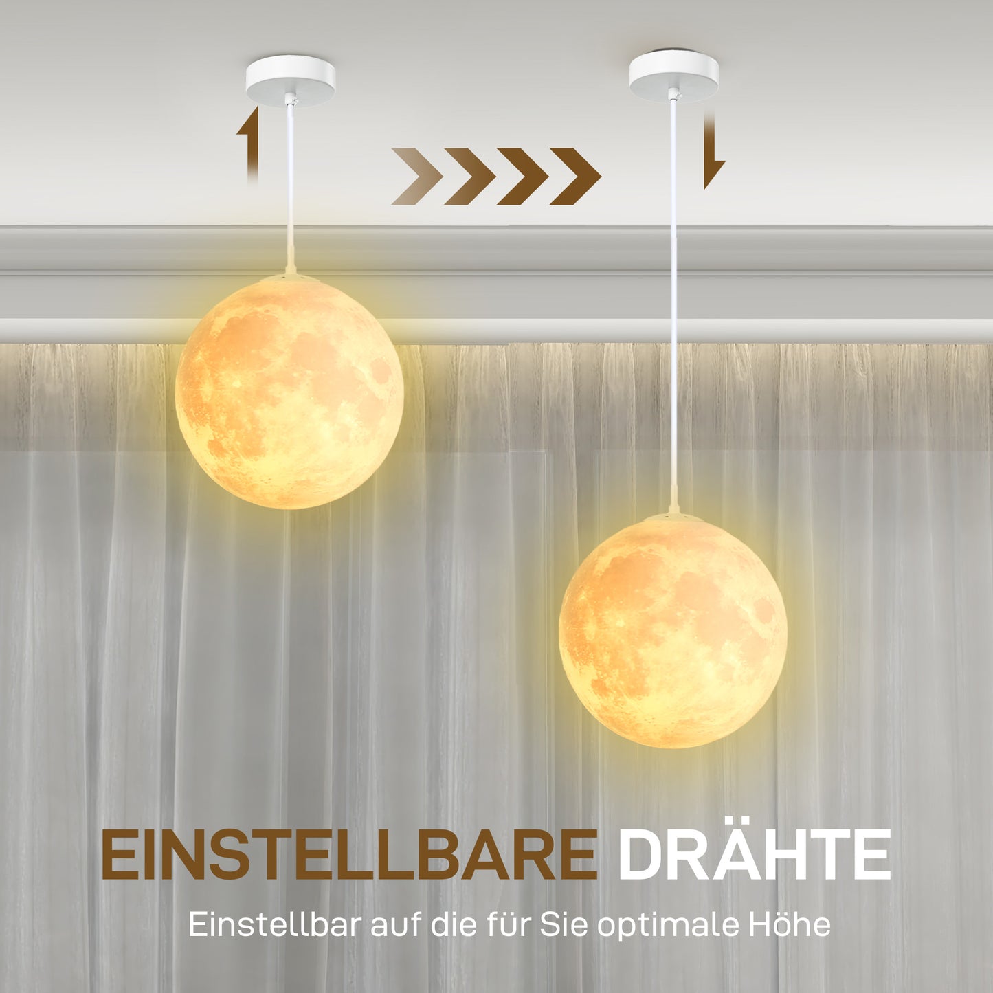 HOMCOM Mondlampe, 3D-Druck, App-Steuerung, Musik-kompatibel, verschiedene Licht-Modi, Weiß