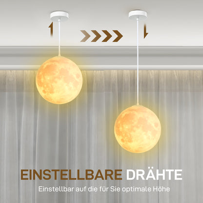 HOMCOM Mondlampe, 3D-Druck, App-Steuerung, Musik-kompatibel, verschiedene Licht-Modi, Weiß