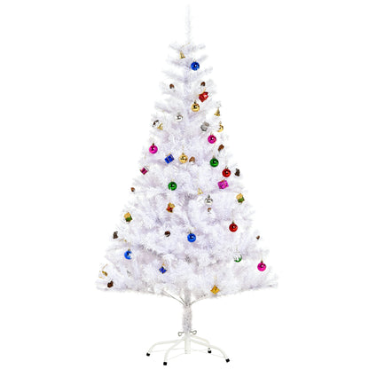 HOMCOM Künstlicher Weihnachtsbaum 150 cm künstlich Tannenbaum mit Kugeln, Glocken, Trommeln, Geschenkboxen, Christbaum mit 680 Spitzen, 12 Tannenzapfen Weihnachtsdeko inkl. Metallständer für drinnen