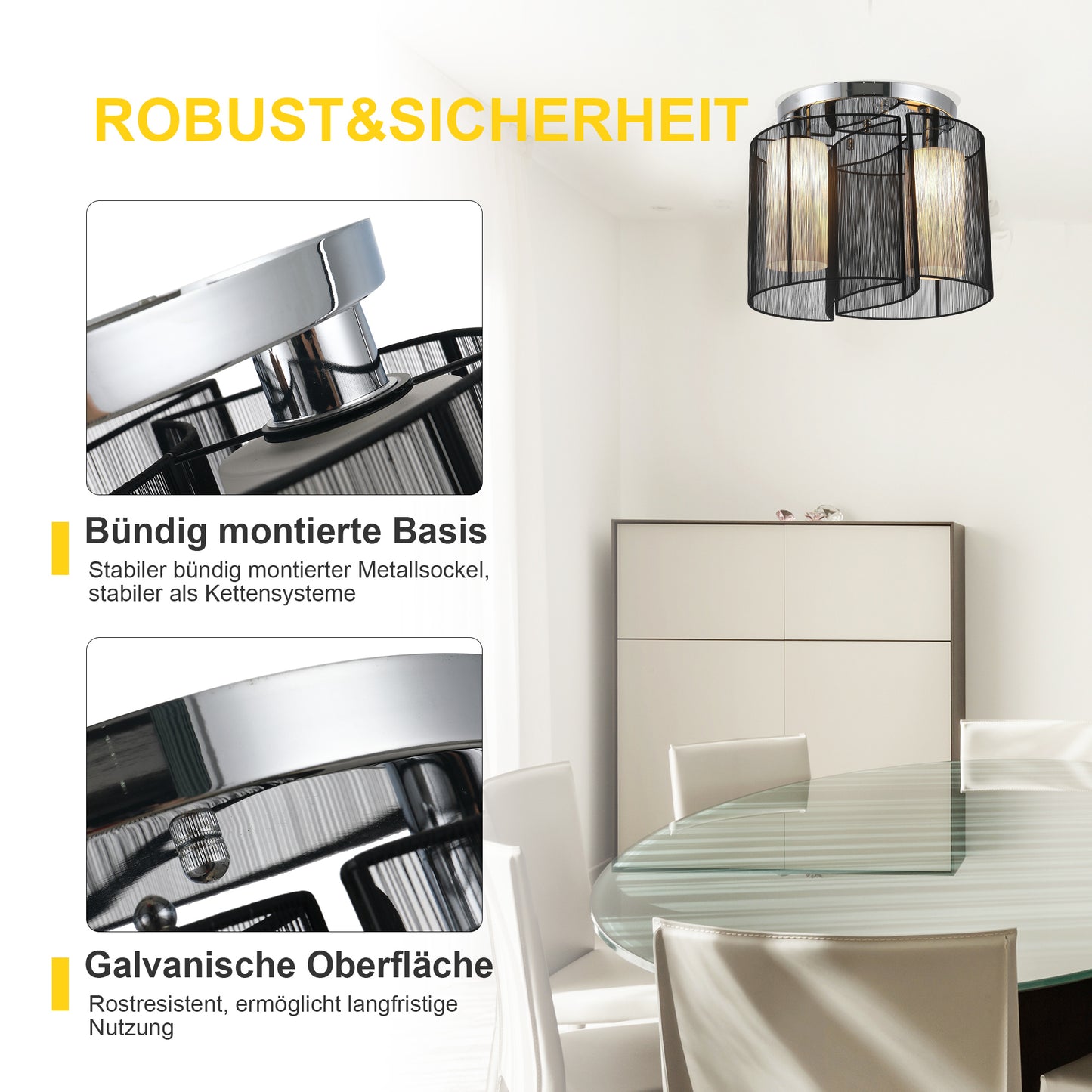 HOMCOM Deckenlampe Deckenleuchte 2-Flammig E27 Badlampe Modern Küchenlampe Lampe für Schlafzimmer, Badezimmer, Küche, Wohnzimmer Weiß Ø47,5 x 33 cm (Ohne Glühbirnen)