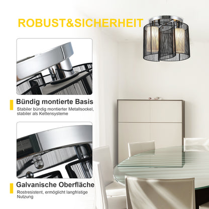 HOMCOM Deckenlampe Deckenleuchte 2-Flammig E27 Badlampe Modern Küchenlampe Lampe für Schlafzimmer, Badezimmer, Küche, Wohnzimmer Weiß Ø47,5 x 33 cm (Ohne Glühbirnen)