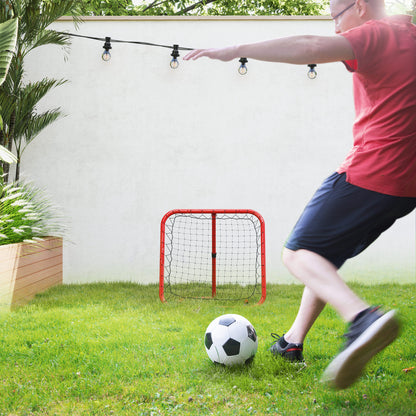 HOMCOM Fußball Rebounder-Netz, klappbar, Rückprallwand, Verstellbar in 5 Stufen, Metall, 78 x 84 x 65-78 cm, Rot