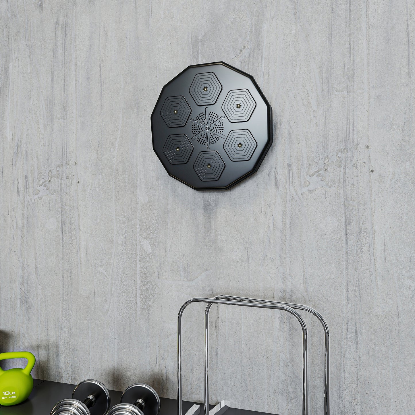 SPORTNOW Boxtrainer mit Musikfunktion, Bluetooth, leuchtende Punkte, Wandaufhängung, Kunstleder, Schwarz