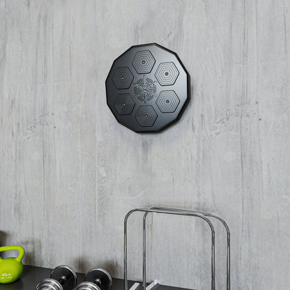 SPORTNOW Boxtrainer mit Musikfunktion, Bluetooth, leuchtende Punkte, Wandaufhängung, Kunstleder, Schwarz