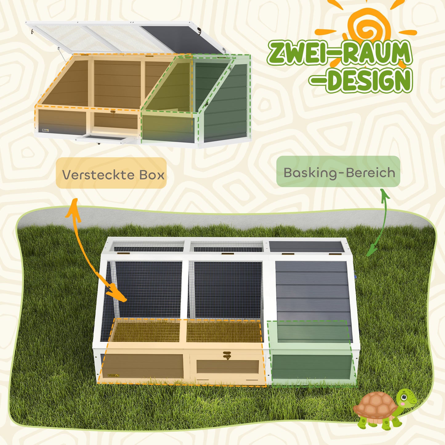 PawHut Schildkrötenbox, Outdoor Schildkrötengehege, bodenloses Design, leicht zu öffnen, Schildkrötenhaus, Hellgrau