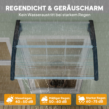 Outsunny Vordach Haustürvordach 100 x 75 cm Pultvordach Überdachung Polycarbonat Transparent