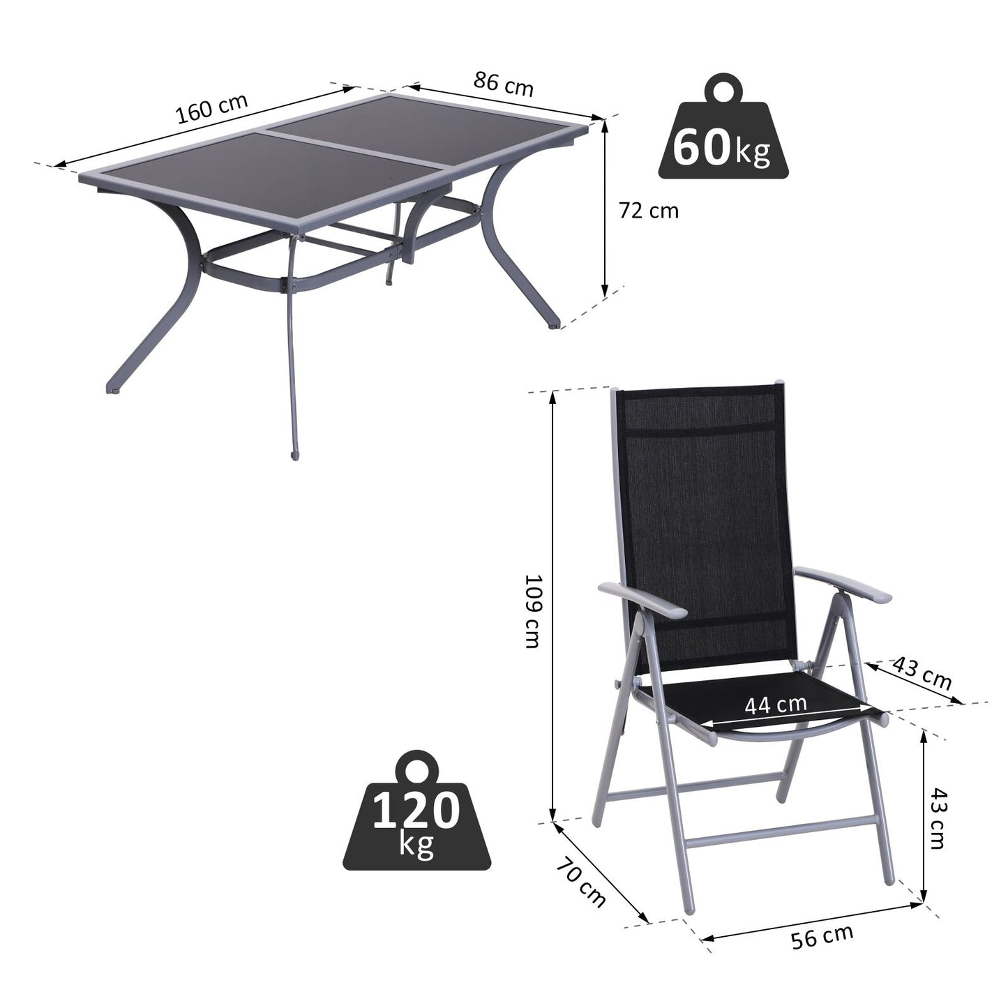 Outsunny Sitzgarnitur für 6 Personen Sitzgruppe Gartengarnitur Gartenset Gartenmöbel Alu