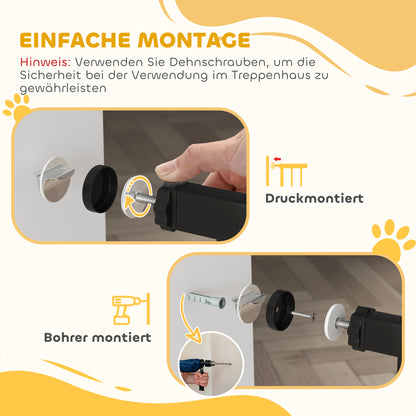 PawHut Hunde-Absperrgitter, Klemmmontage, verstellbare Länge, Stahl/ABS, 75-115 x 76cm, Schwarz