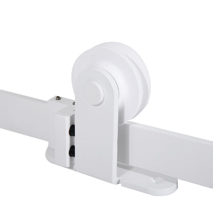 HOMCOM Gleitschienen-Bausatz für Schiebetür, leise Rollen, platzsparend, Karbonstahl, Weiß, 183 cm