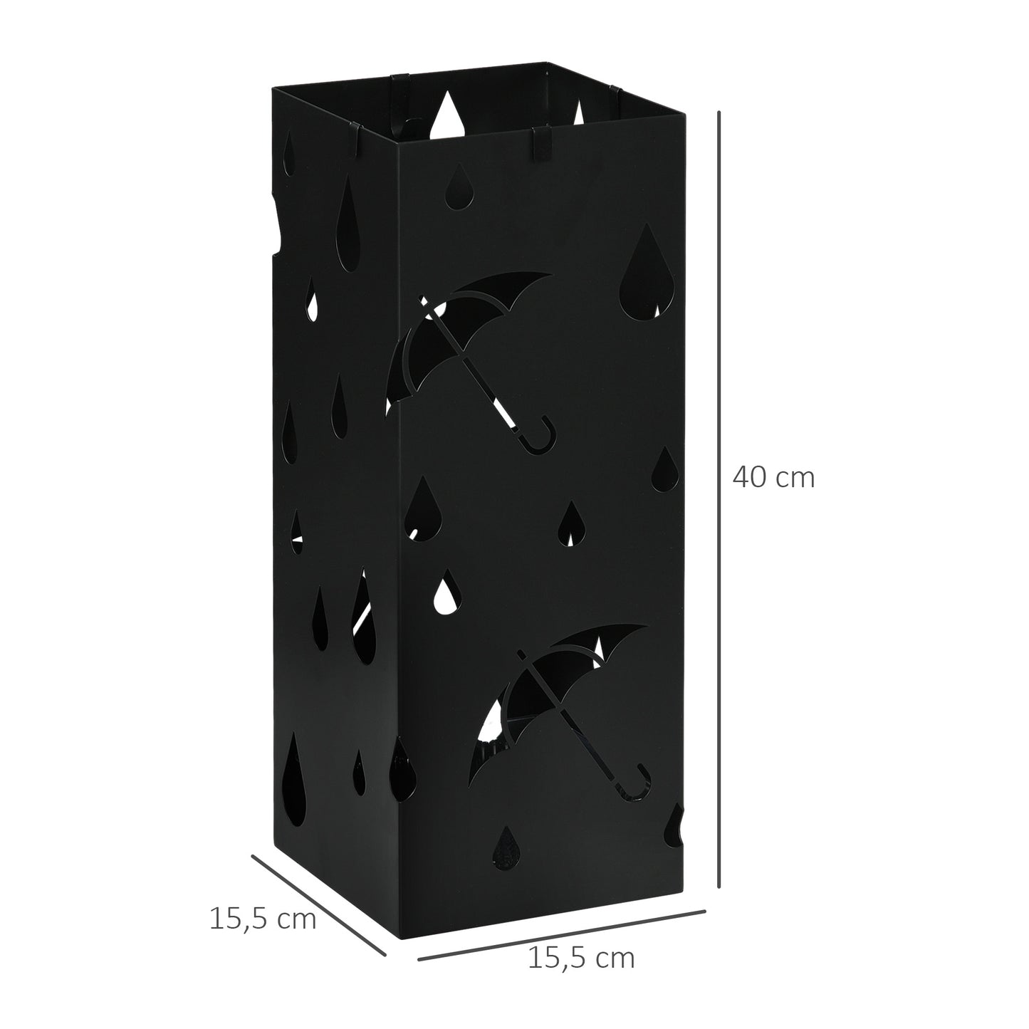 HOMCOM Schirmständer, 4 Haken, Tropfschale, Stahl, Schwarz