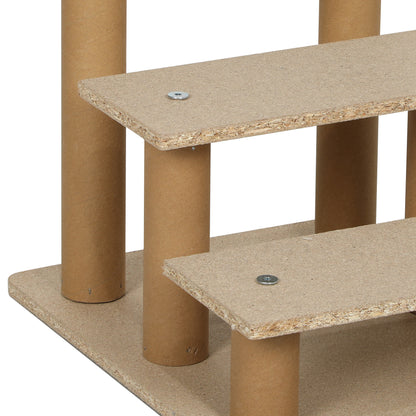 PawHut Faltbare Haustiertreppe, 3 Stufen, waschbarer Plüschbezug, Spanplatte, 46 x 35 x 35 cm, Hellgrau