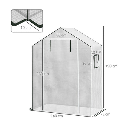 Outsunny Ersatzfolie für Gewächshaus, Ersatzabdeckung mit UV-Schutz, Rolltür, Seitenfenster, 140 x 73 x 190 cm, Weiß