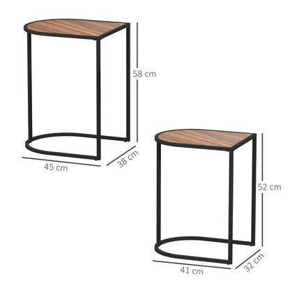 HOMCOM Satztisch-Set، Beistelltische، Metallrahmen، Tischplatte in Holzoptik، براون