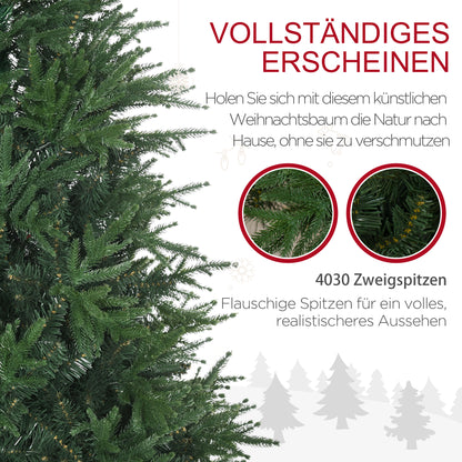 HOMCOM Weihnachtsbaum, Kunsttanne, realistisches Aussehen, schneller Aufbau, Kunststoff, Grün, 114 x 114 x 180cm