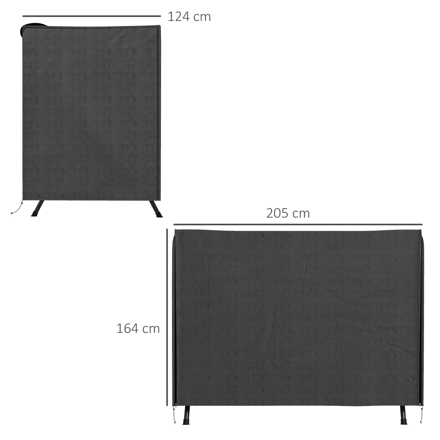 Outsunny Abdeckung für Gartenschaukel, Schutzhülle für Hollywoodschaukel, Abdeckhaube, wasserfest, 205 x 124 x 164 cm, Dunkelgrau