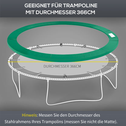 HOMCOM Trampolin Randabdeckung Ø366cm cm breit, Reißfest UV-resistent Federabdeckung, Wasserabweisend, Trampolinzubehör Randschutz Sicherheitsnetz Ersatzteile für Gartentrampoline, Grün