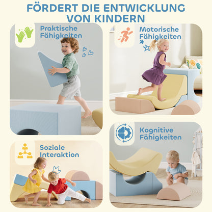 AIYAPLAY 5er-Set Schaumstoff-Kletterblöcke, Cordbezug, leichtes Gewicht, zum Bauen, Krabbeln, Klettern, Bunt